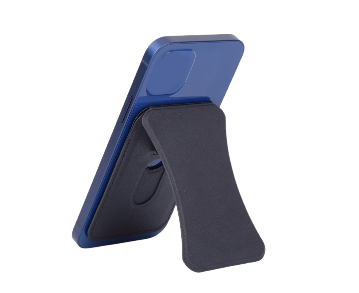 Folding Stand Reusable Multifunctional Adjustable Anti-drop Faux Leather Wallet Phone Stand for iPhone 13/12 Series - Black