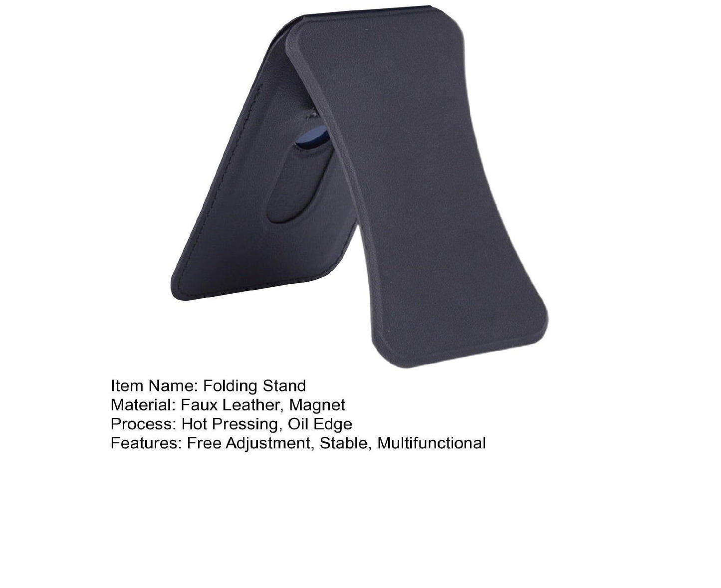 Folding Stand Reusable Multifunctional Adjustable Anti-drop Faux Leather Wallet Phone Stand for iPhone 13/12 Series - Black