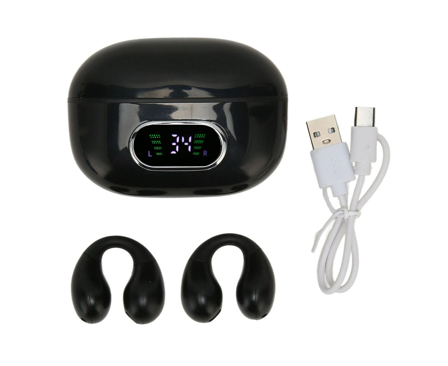 Bluetooth Translator Earphone 144 Languages Stereo Clip On Translation Earbuds with Charging Case for Android IOS Black