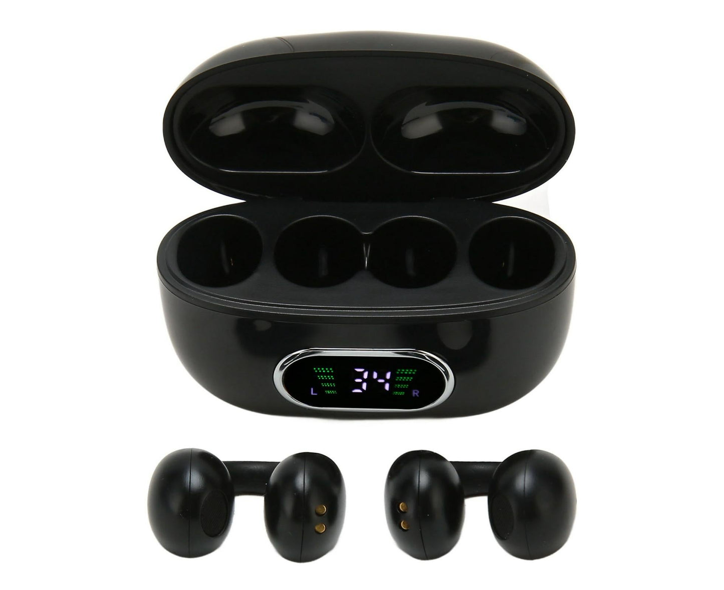 Bluetooth Translator Earphone 144 Languages Stereo Clip On Translation Earbuds with Charging Case for Android IOS Black