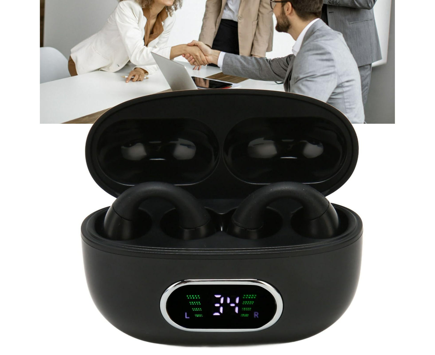 Bluetooth Translator Earphone 144 Languages Stereo Clip On Translation Earbuds with Charging Case for Android IOS Black