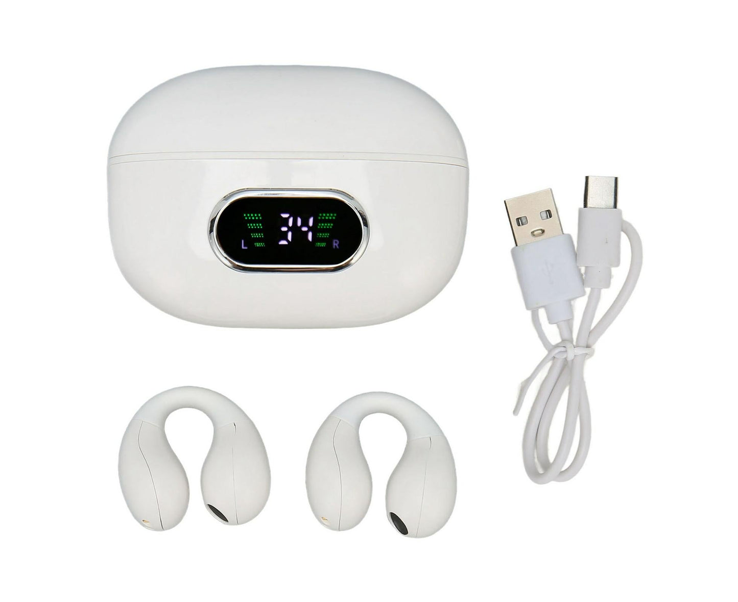 Bluetooth Translator Earphone 144 Languages Stereo Clip On Translation Earbuds with Charging Case for Android IOS White