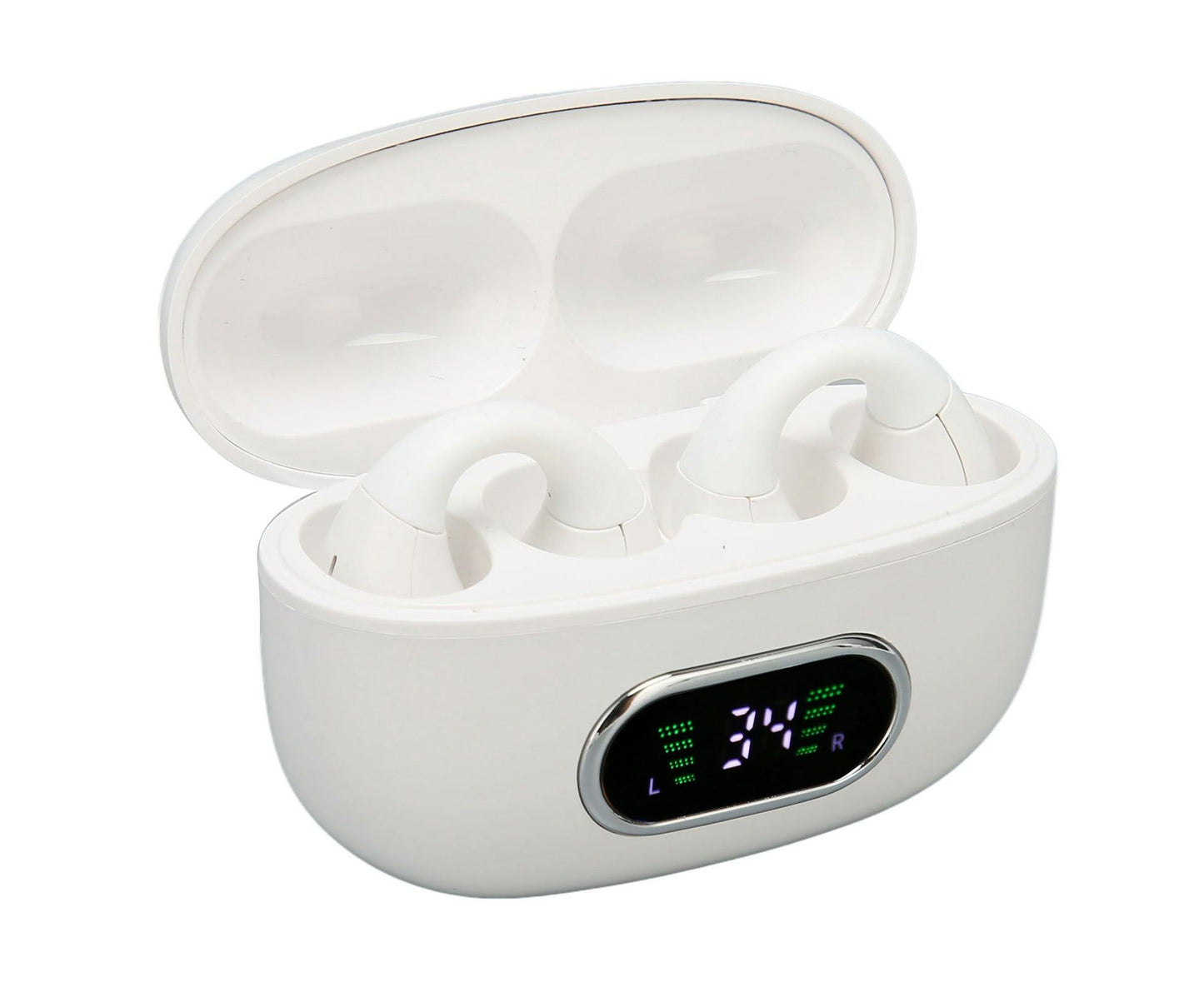 Bluetooth Translator Earphone 144 Languages Stereo Clip On Translation Earbuds with Charging Case for Android IOS White