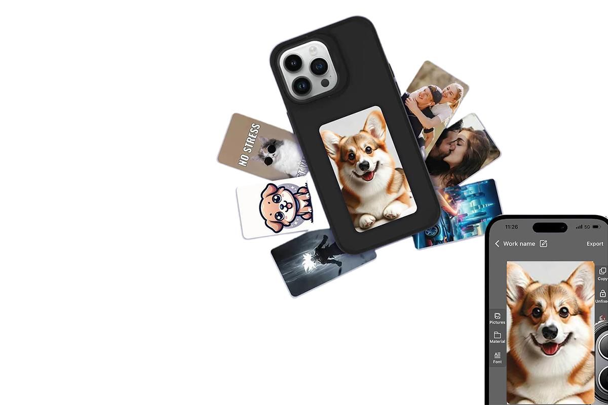 NFC E-Ink Smart Cover iPhone Ink Screen Display Digital DIY Custom Picture Phone Case -Black / iPhone 15 Pro Max