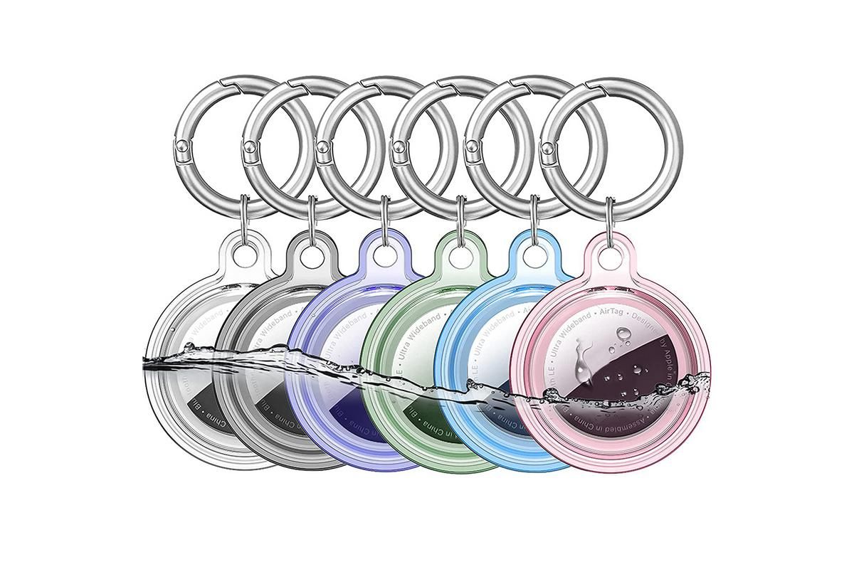 Set of 6Pcs Airtag Case Cover Anti-lost Keychain Ring Protective Case for Apple Airtag Holder TPU Protective Cover Airtag Accessories