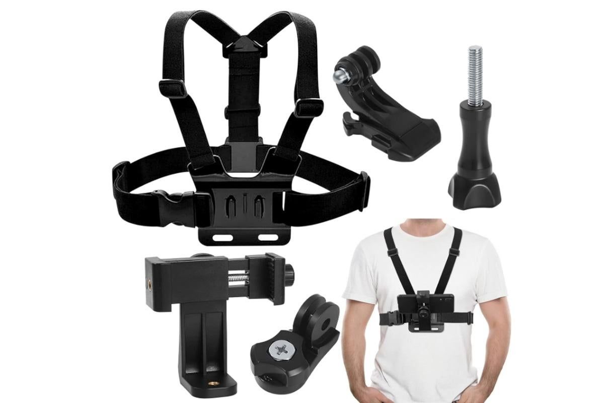 Mobile Phone Chest Mount Harness Strap Holder with Rotating Phone Clip