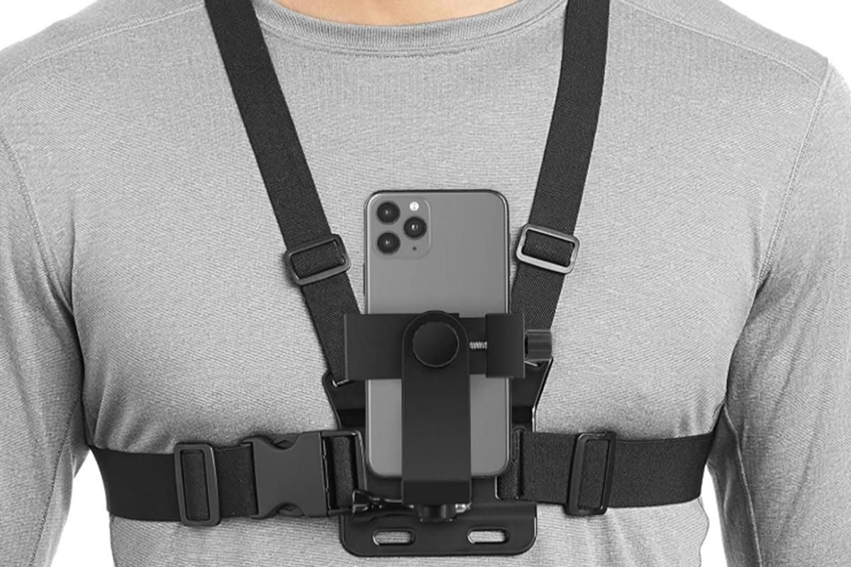 Mobile Phone Chest Mount Harness Strap Holder with Rotating Phone Clip