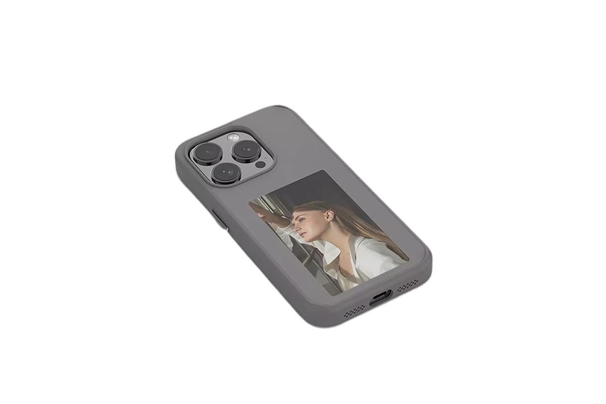 NFC E-Ink Smart Cover iPhone Ink Screen Display Digital DIY Custom Picture Phone Case -Grey /iPhone 15 Pro