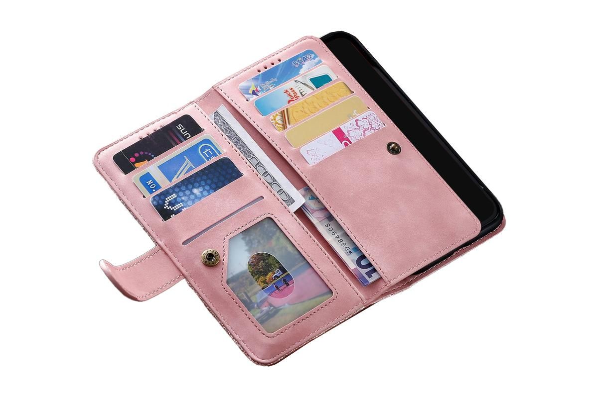 for iPhone 15 Series Case Leather Wallet Flip Cover -Pink /iPhone 15 Pro