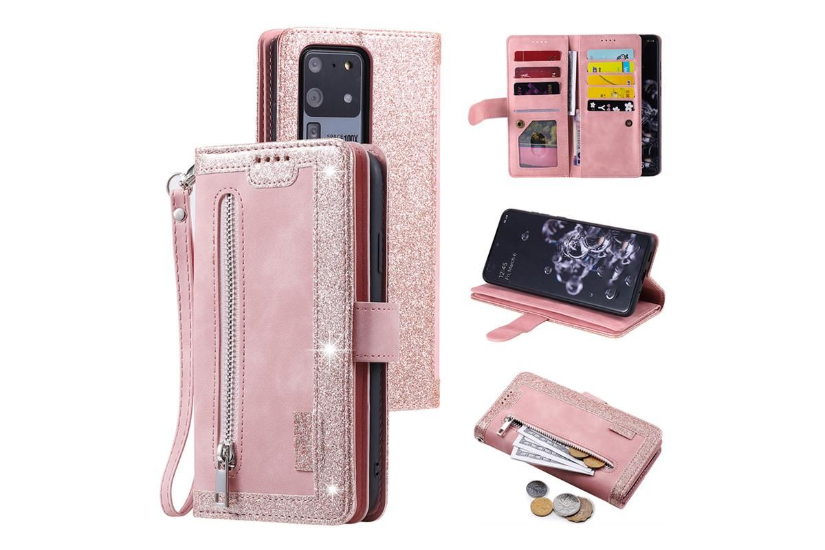 for iPhone 15 Series Case Leather Wallet Flip Cover -Pink /iPhone 15 Pro Max