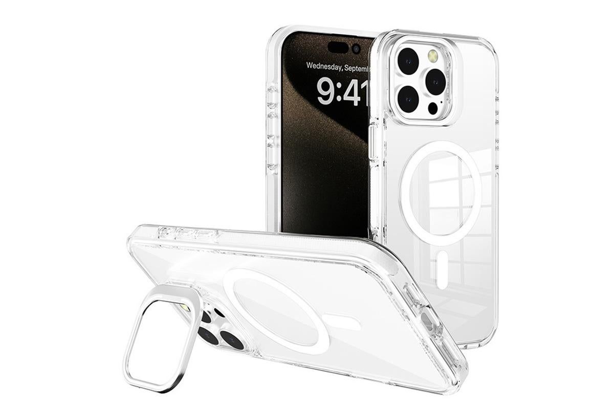 For iPhone 16 Series Phone Case with Stand Full Body Case -White /iPhone 16