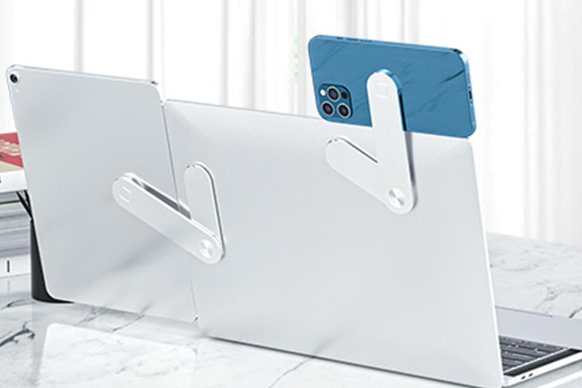 Portable PC Laptop Phone Holder Screens Expansion Mobile Side Mount Holder -Silver