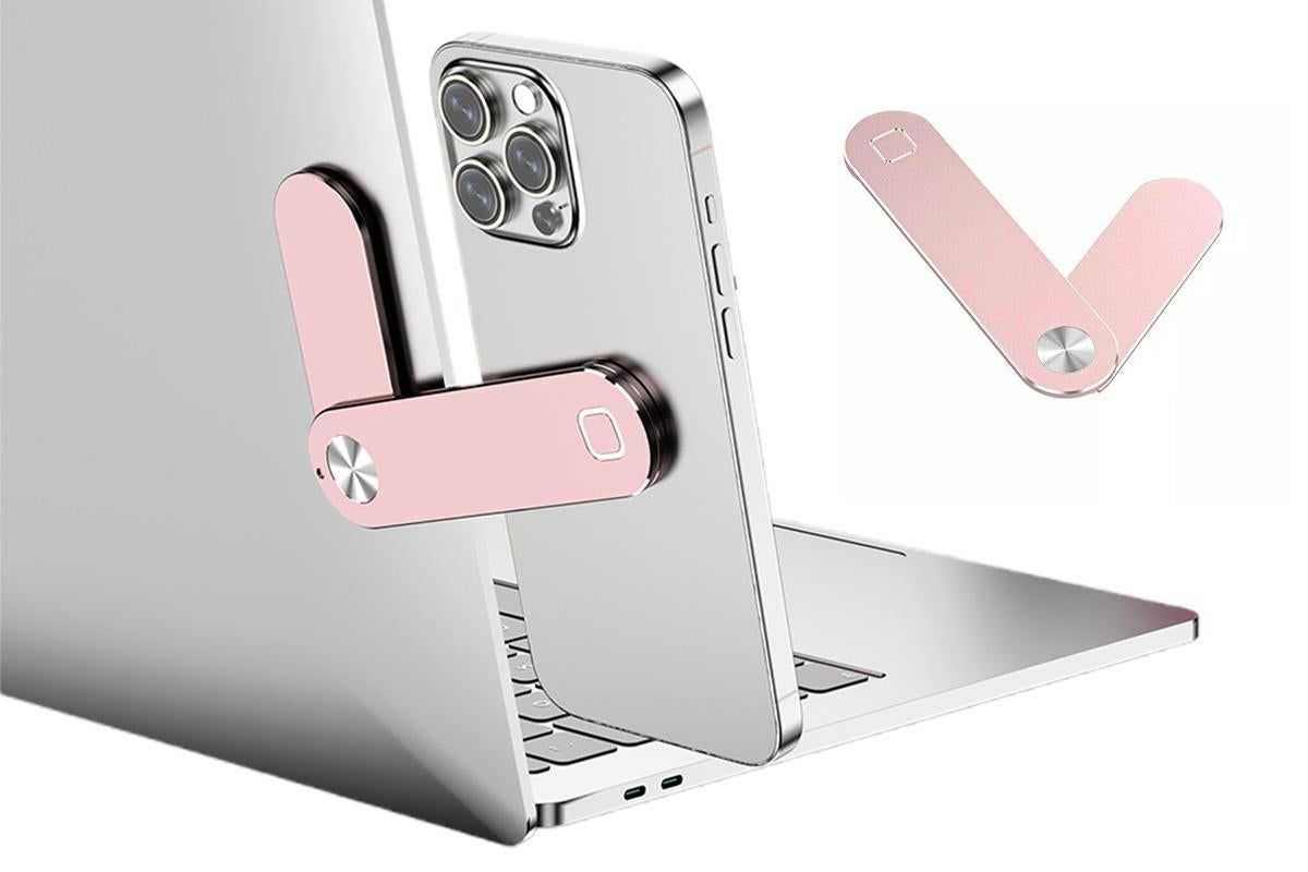 Portable PC Laptop Phone Holder Screens Expansion Mobile Side Mount Holder -Rose Red
