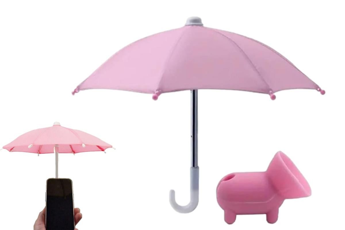 Phone Umbrella with Suction Cup Stand Universal Adjustable Piggy Anti-Glare Sun Shade -Pink