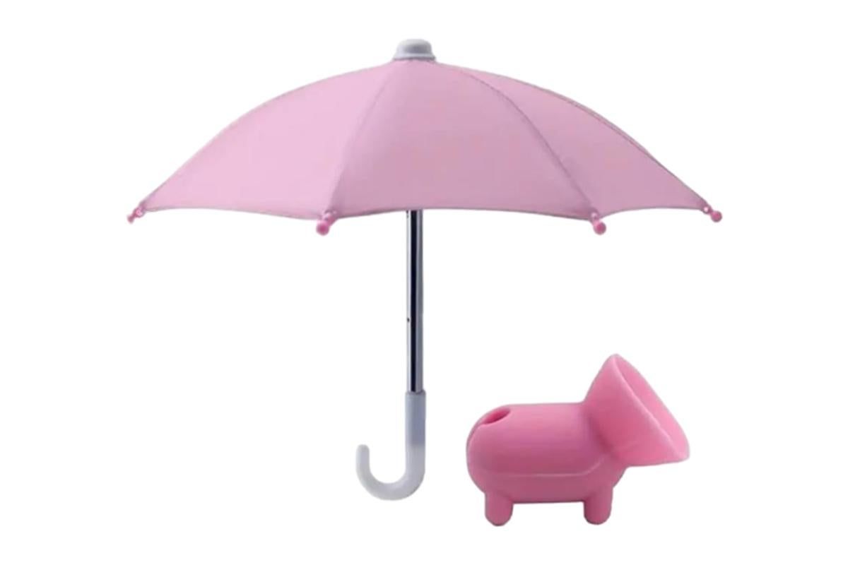 Phone Umbrella with Suction Cup Stand Universal Adjustable Piggy Anti-Glare Sun Shade -Pink