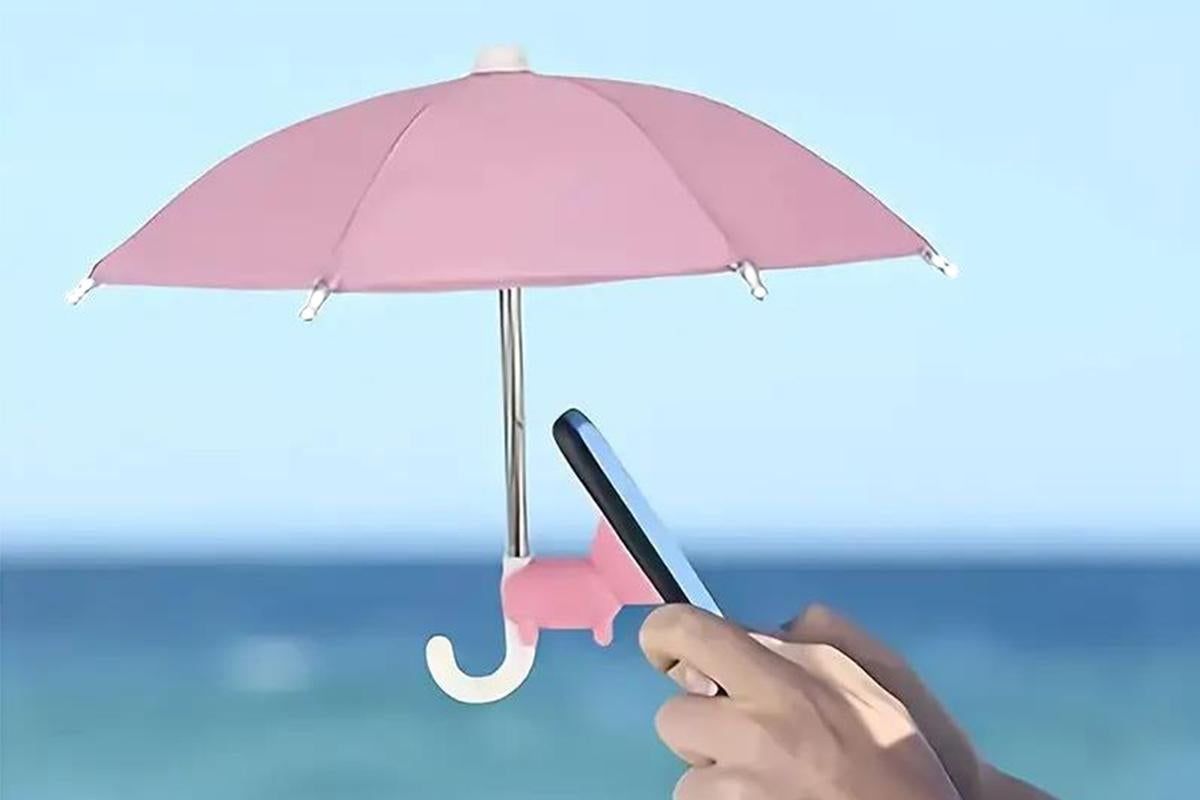 Phone Umbrella with Suction Cup Stand Universal Adjustable Piggy Anti-Glare Sun Shade -Pink