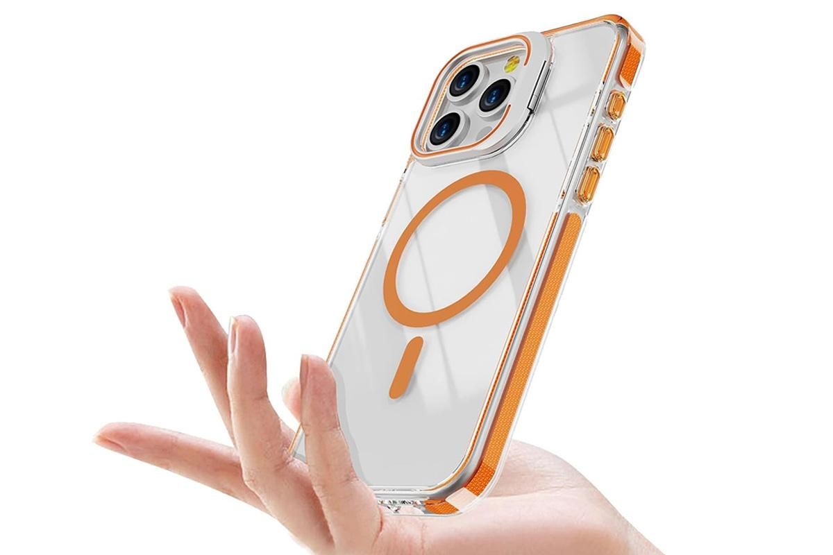 For iPhone 16 Series Phone Case with Stand Full Body Case -Orange /iPhone 16 Pro Max