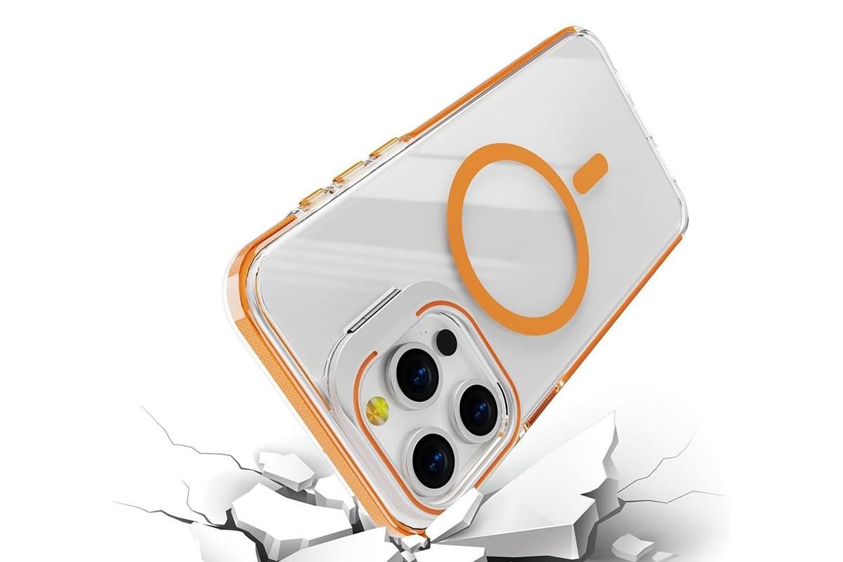 For iPhone 16 Series Phone Case with Stand Full Body Case -Orange /iPhone 16 Pro Max