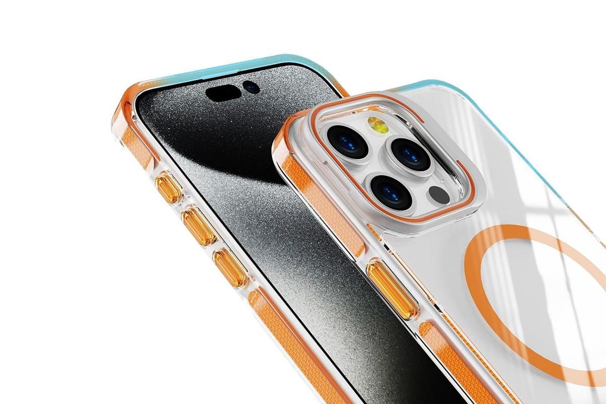 For iPhone 16 Series Phone Case with Stand Full Body Case -Orange /iPhone 16 Pro