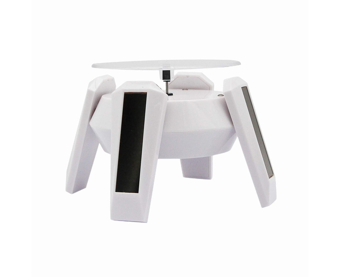 360-Degree Rotating Solar Display Stand Turntable Phone Holder with LED Light-White