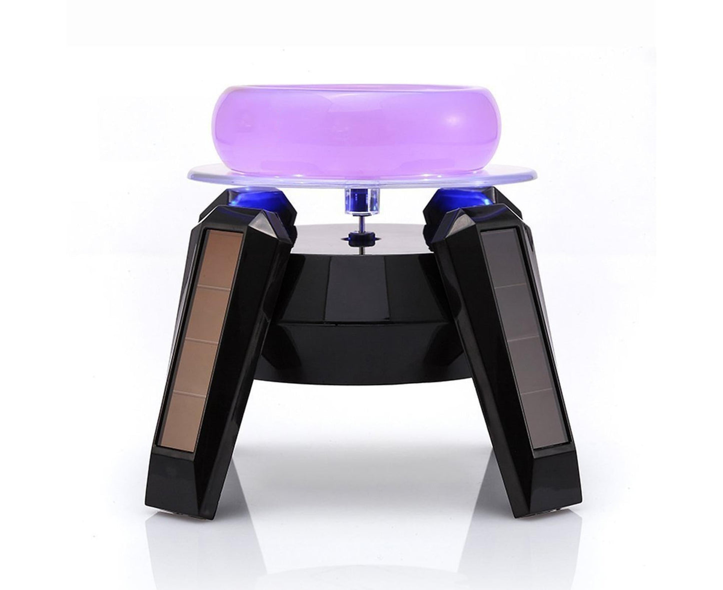 360-Degree Rotating Solar Display Stand Turntable Phone Holder with LED Light-White