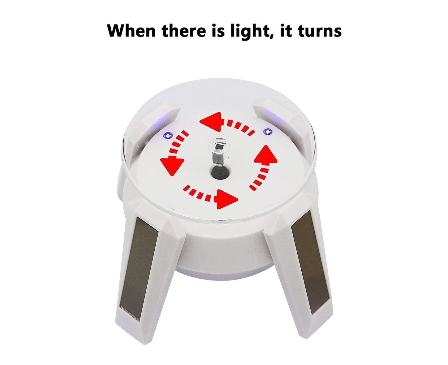 360-Degree Rotating Solar Display Stand Turntable Phone Holder with LED Light-White
