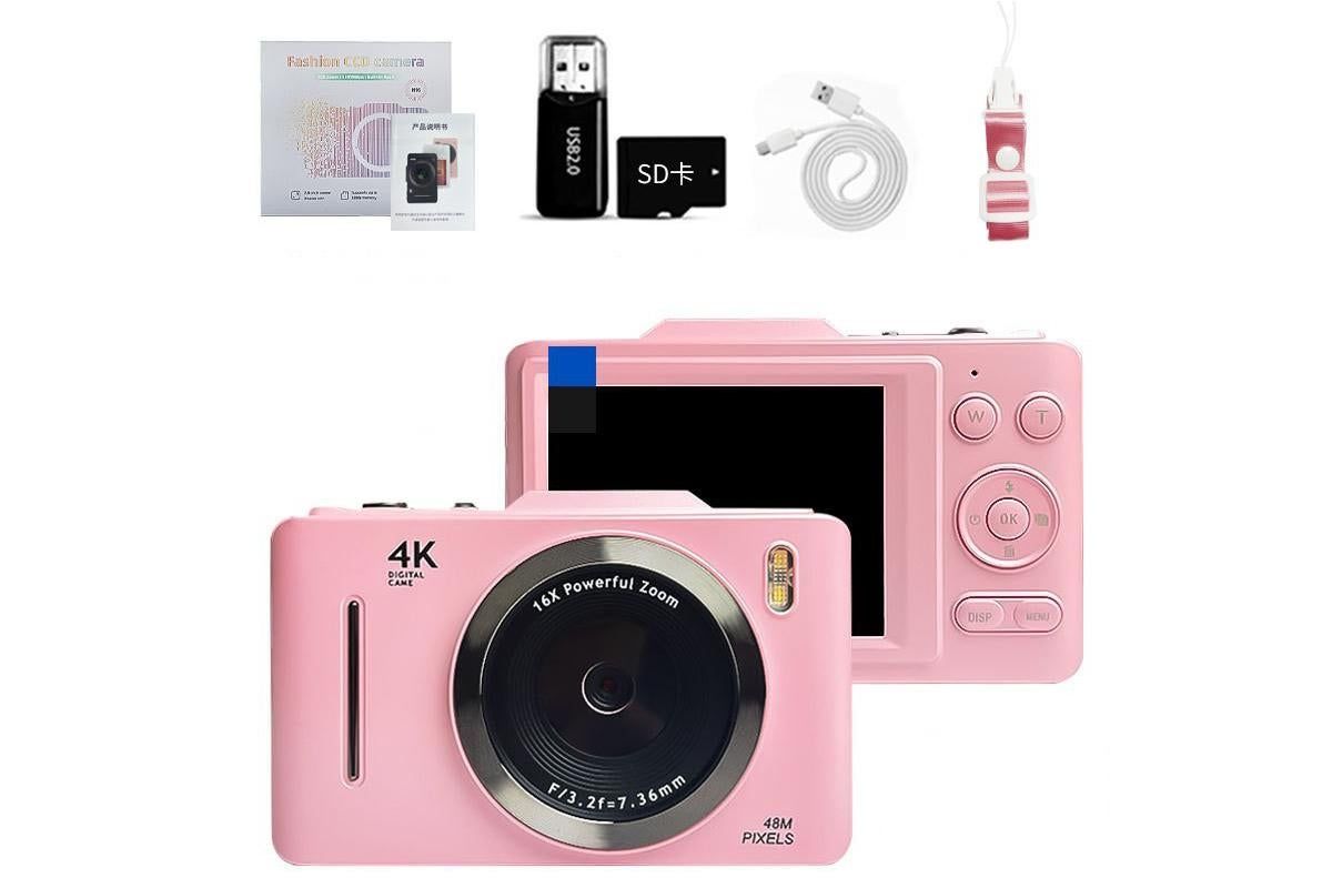 Digital Camera 4K Vlogging Camera for Photography with 32GB Card 48MP Portable Digital Camera with 16X Zoom - Pink