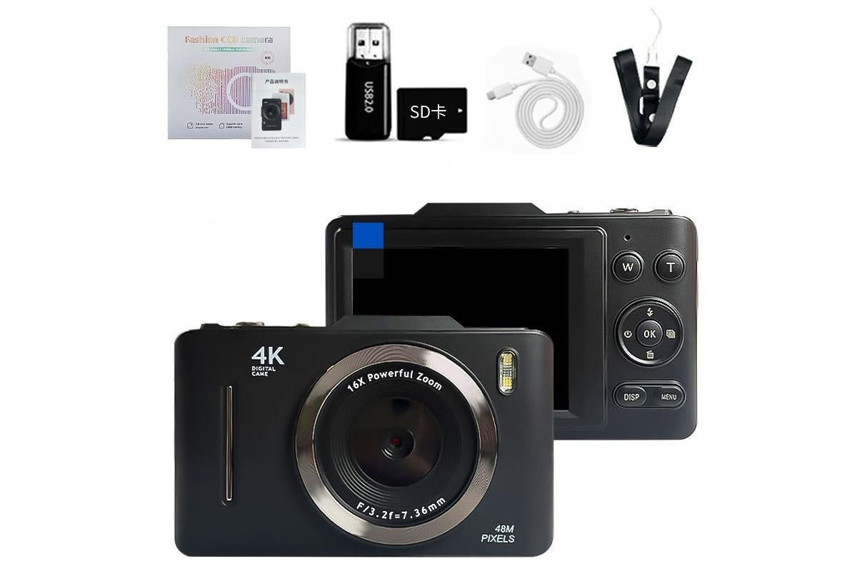 Digital Camera 4K Vlogging Camera for Photography with 32GB Card 48MP Portable Digital Camera with 16X Zoom - Black
