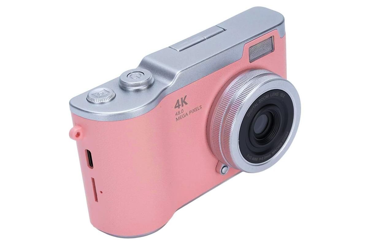 HD 1080P Flip Screen Retro Digital Camera 2.4-inch Display with 64GB TF Card - Pink