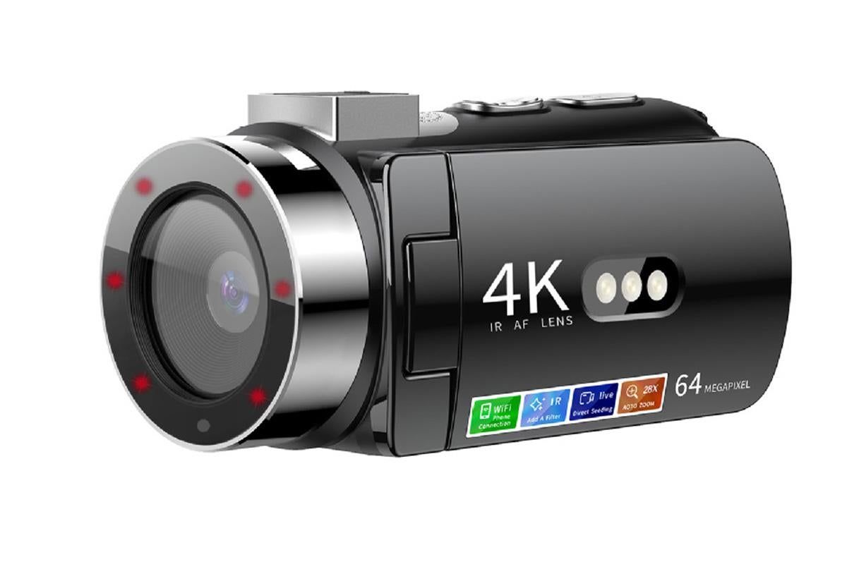 4K Video Camera Camcorder 64MP Vlogging Camera With 28X Digital Zoom for YouTube - Black Pro Version
