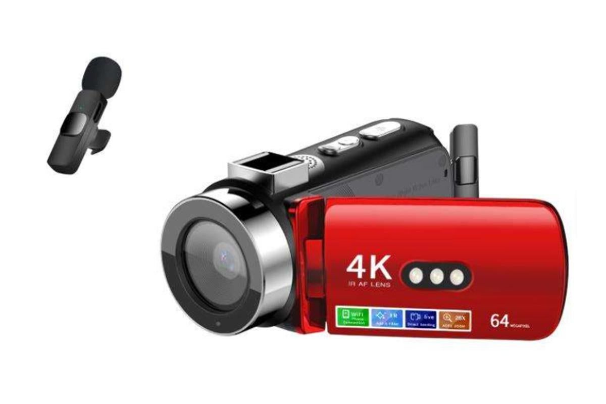 4K Video Camera Camcorder 64MP Vlogging Camera With 28X Digital Zoom for YouTube - Red Pro Version