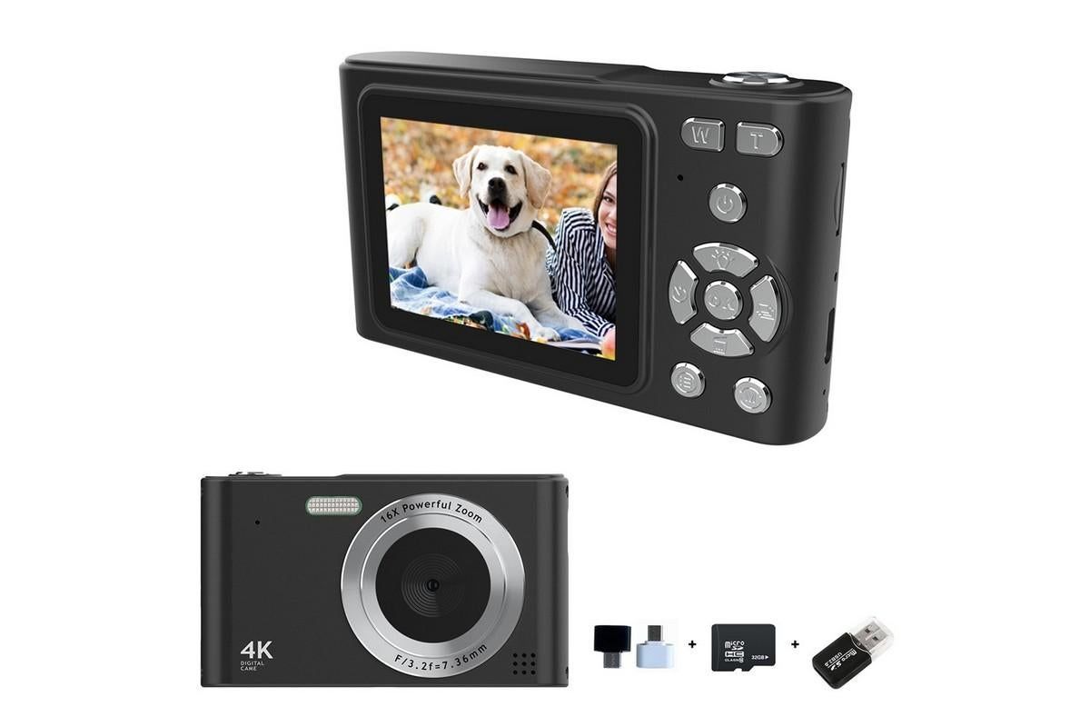 4K HD Digital Camera for Photography and Video Vlogging Camera Camera with 32G Memory Card 16X Digital Zoom -Black
