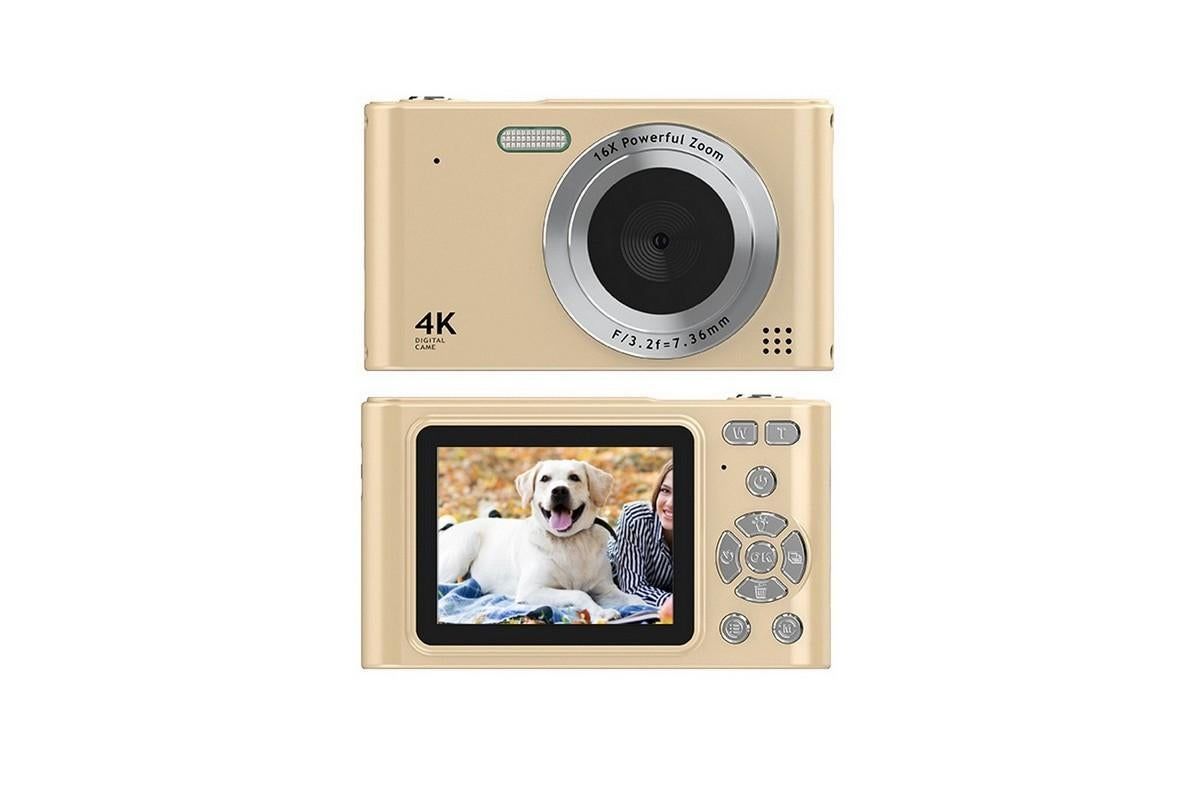 4K HD Digital Camera for Photography and Video Vlogging Camera Camera with 32G Memory Card 16X Digital Zoom -Gold