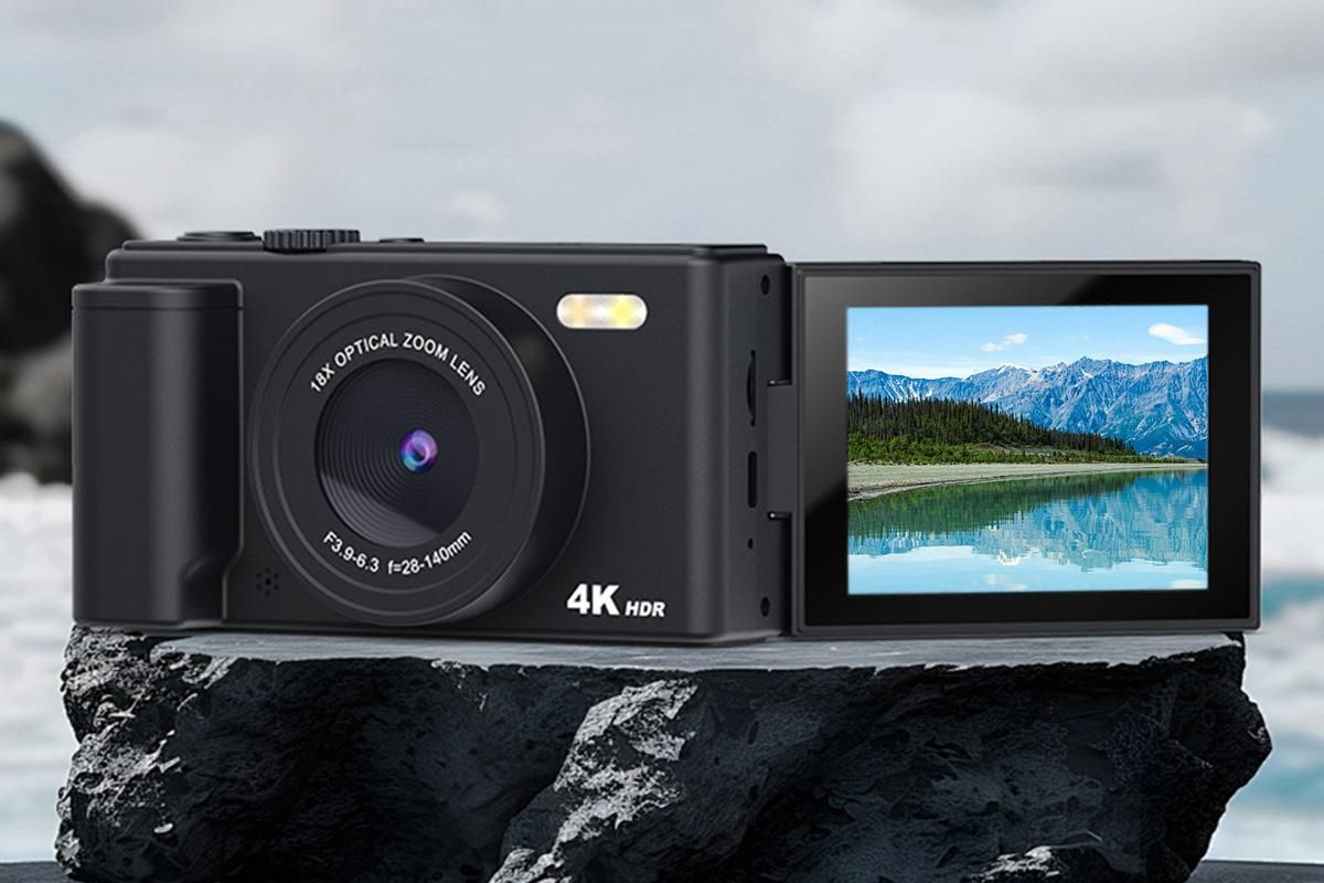 4K Digital Camera Flip Screen Autofocus for Vlogging and Photography Beginners - Black