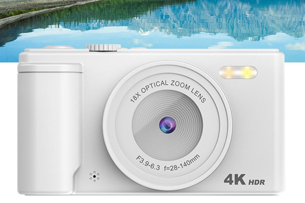 4K Digital Camera Flip Screen Autofocus for Vlogging and Photography Beginners - White