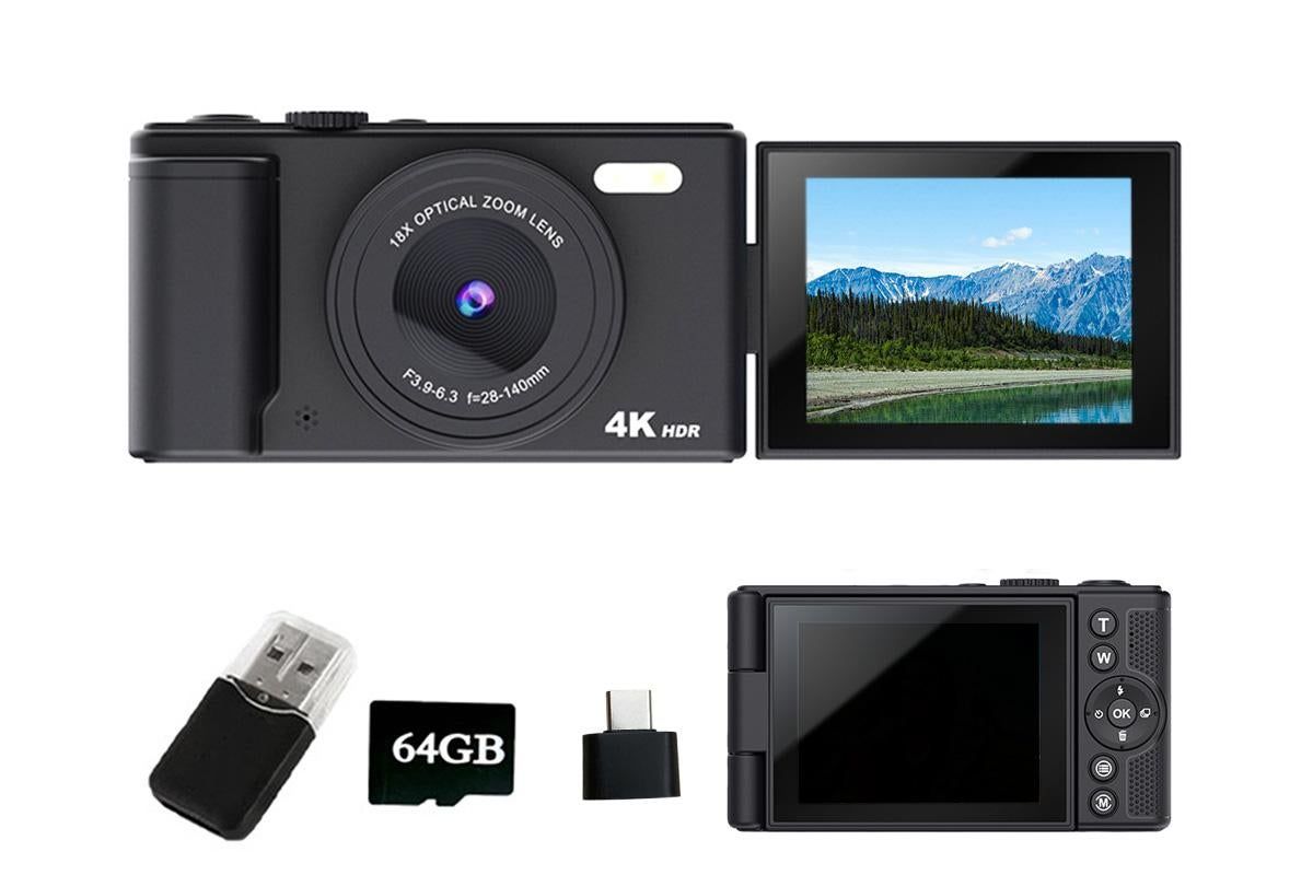 4K Digital Camera Flip Screen Autofocus for Vlogging and Photography Beginners - White