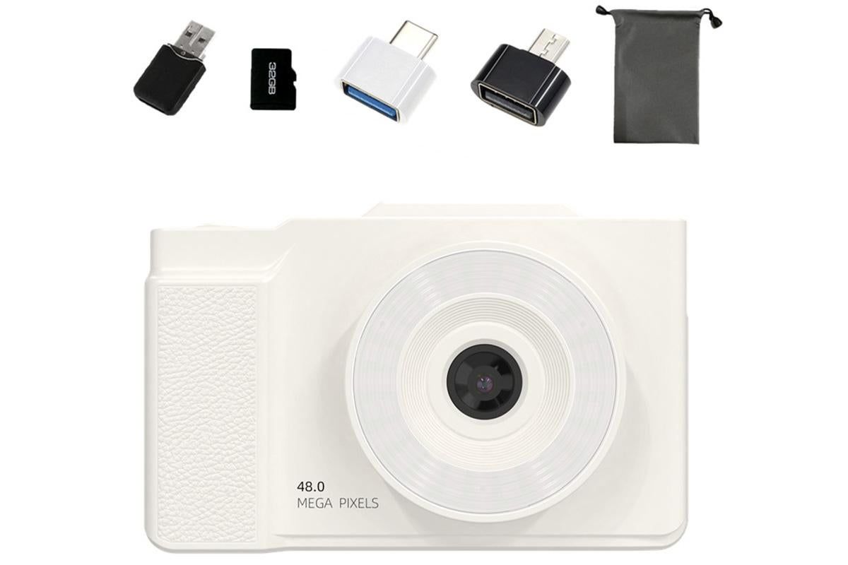 Digital Camera With 180 Degree Flip Screen 16X Digital Zoom Camera With 32G Memory Card -White