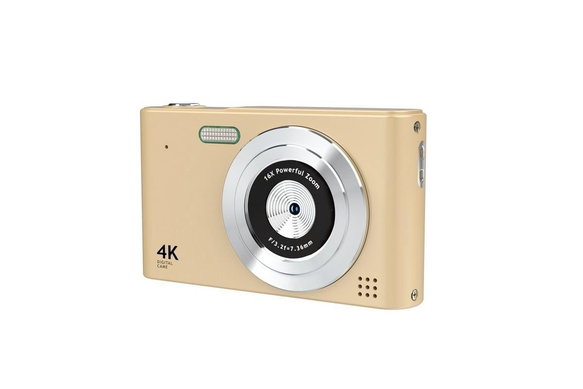 4K Digital Camera for Photography Vlogging Camera for YouTube Video 16X Digital Zoom with 32G Memory Card - Gold