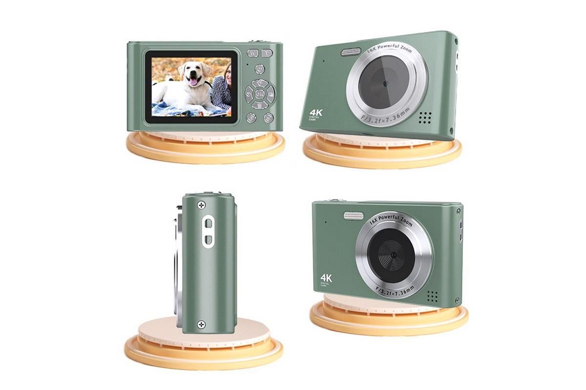 4K Digital Camera for Photography Vlogging Camera for YouTube Video 16X Digital Zoom with 32G Memory Card - Green