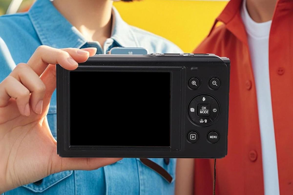 5K HD Dual Screen Digital Camera Point and Shoot Selfie Camera with LED Fill Light - Black