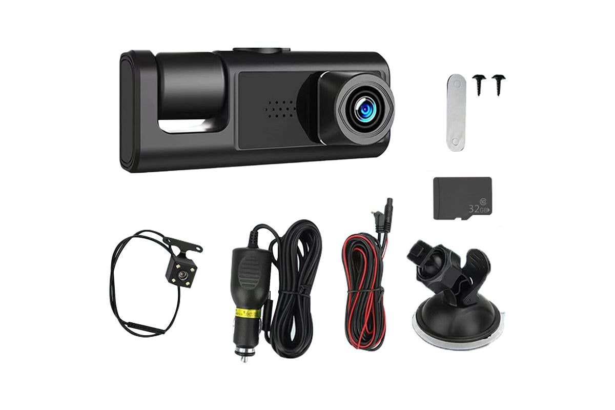 3 Channel Dash Cam Front and Rear Inside with 32GB SD Card 1080P Dash Camera Full HD 170 Degree Wide Angle Dashboard Camera