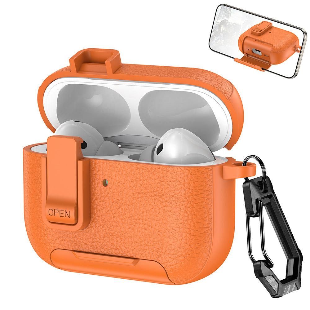Protective Case Compatible With AirPods Pro 3 Shockproof Cover with Keychain Hook Orange