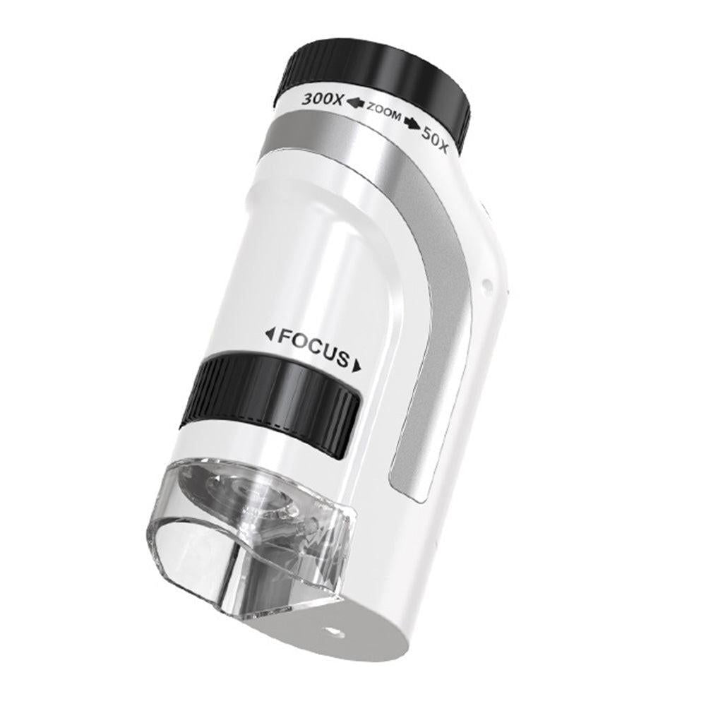 50X-300X Handheld Microscope with LED Lights Portable Pocket Zoom Silver