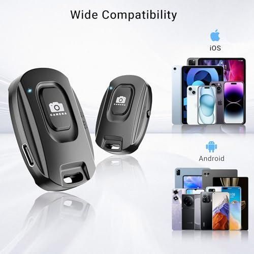 1 Pair Black Bluetooth Mobile Phone Camera Remote Control Rechargeable Shutter