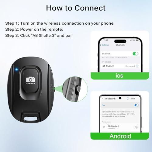 1 Pair Black Bluetooth Mobile Phone Camera Remote Control Rechargeable Shutter