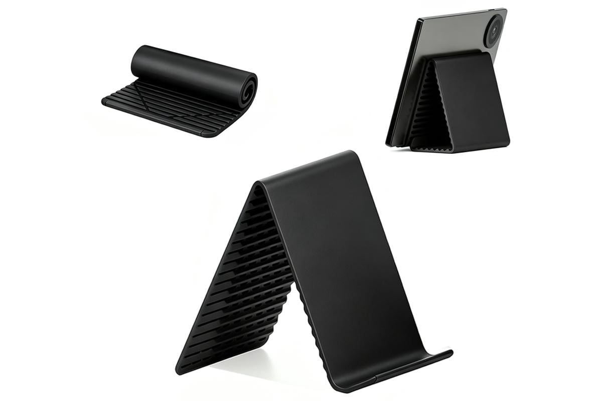 Portable Silicone Phone Stand Desk Holder for Office Travel Airplane-Black