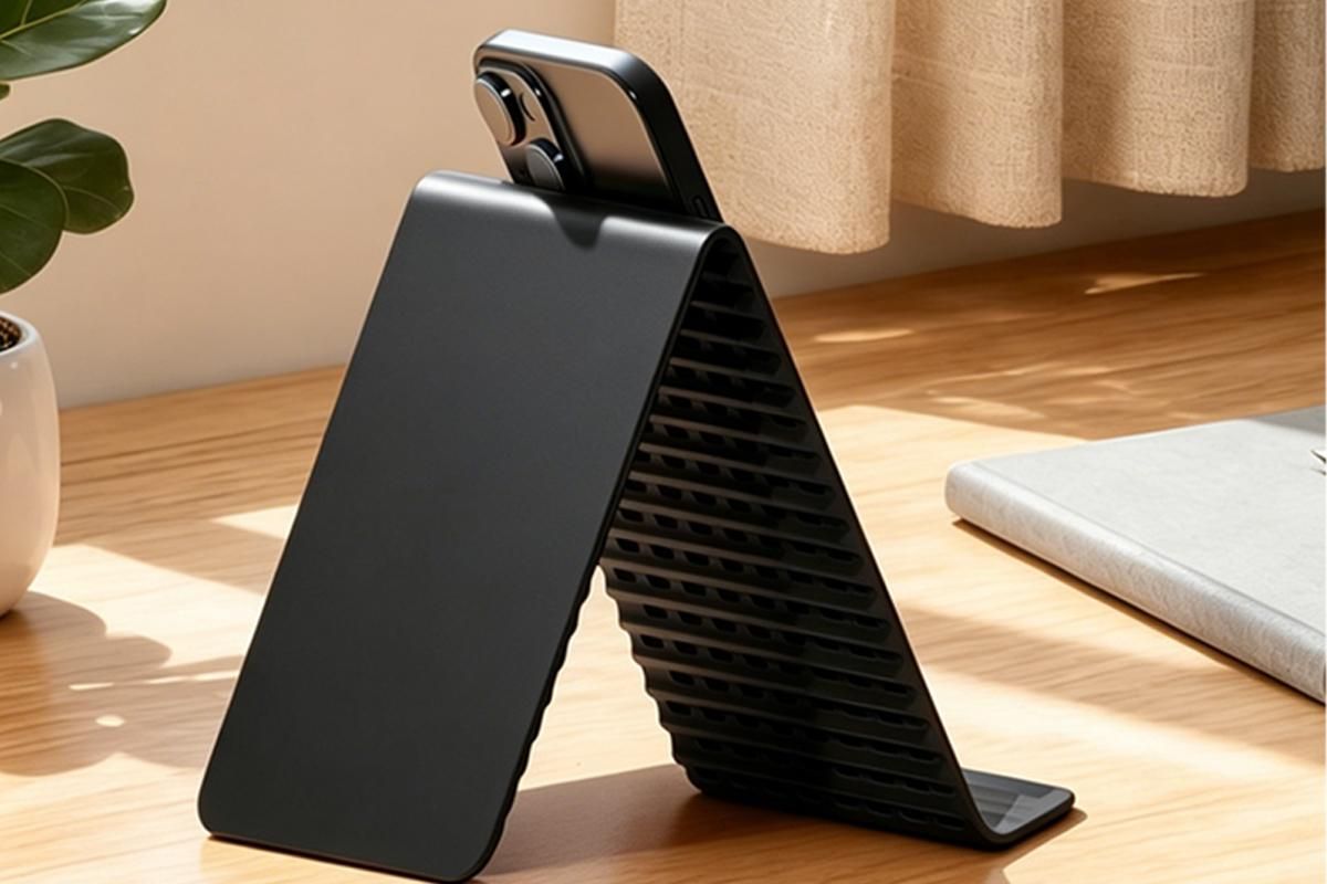 Portable Silicone Phone Stand Desk Holder for Office Travel Airplane-Black