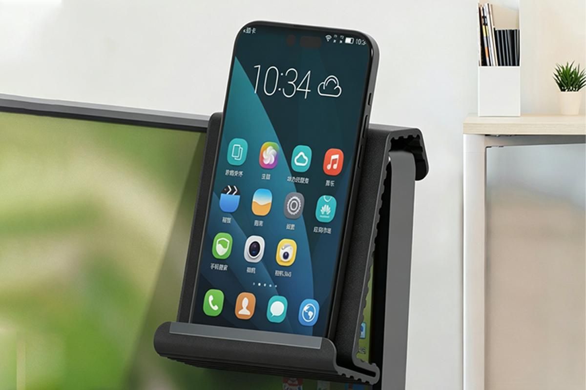 Portable Silicone Phone Stand Desk Holder for Office Travel Airplane-Black
