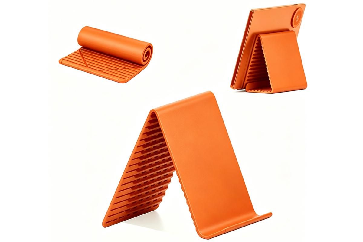 Portable Silicone Phone Stand Desk Holder for Office Travel Airplane-Orange
