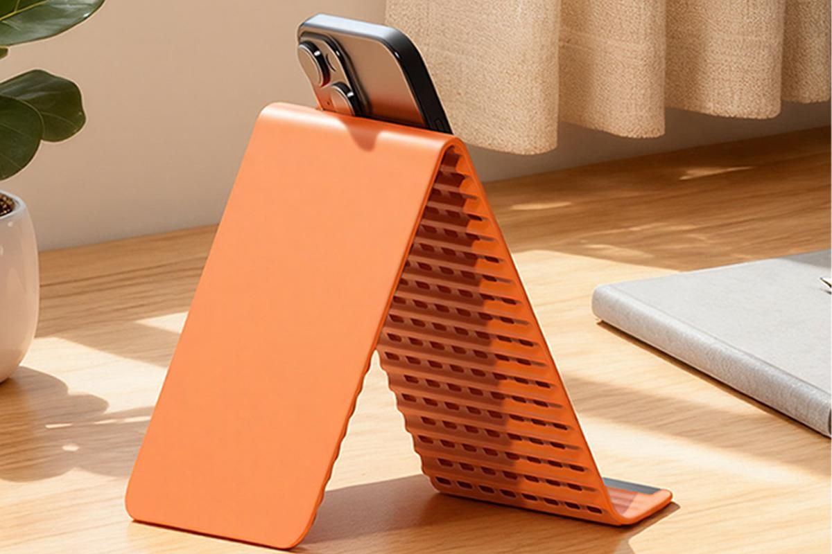 Portable Silicone Phone Stand Desk Holder for Office Travel Airplane-Orange